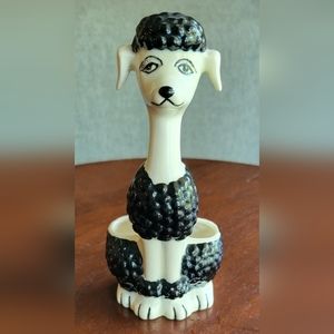 Vintage Black and White Poodle Lipstick Holder